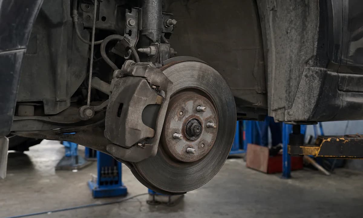 Brake and suspension assembly on a raised vehicle